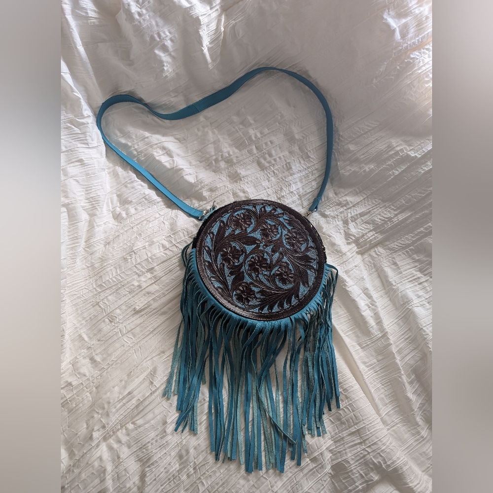 Brand new Leather Tool and Fringe purse